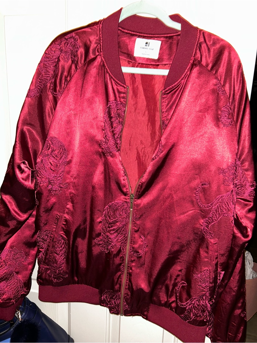 Gently Lived Standard Issue Satin Tiger Bomber Jacket